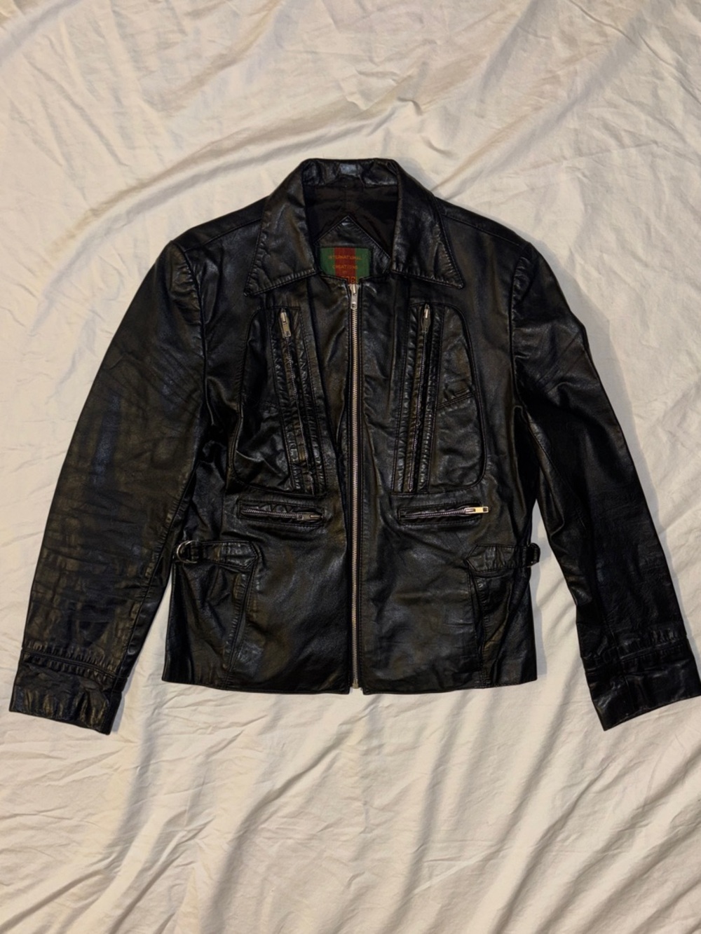 80s Vintage Raffaelo Women’s Black Leather Bomber Jacket - Size 40 (US 4/Small)